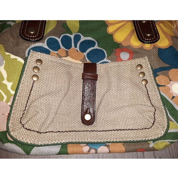 Fossil Coloful Floral Print Purse Handbag Shoulder Bag Key Charm Distressed Boho - Picture 2 of 11